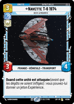Navette T-6 1974 - carte Star Wars Unlimited