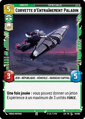 Corvette d'Entraînement Paladin - carte Star Wars Unlimited