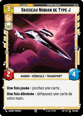 Vaisseau Nubian de Type J - carte Star Wars Unlimited