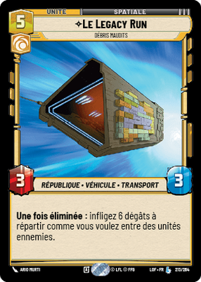 Le Legacy Run - carte Star Wars Unlimited