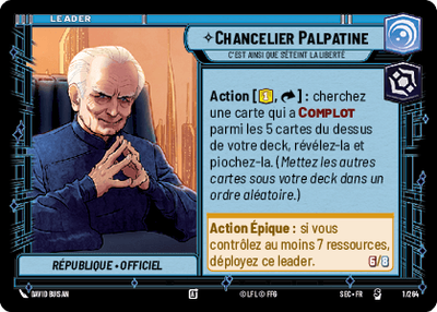 Chancelier Palpatine - carte Star Wars Unlimited