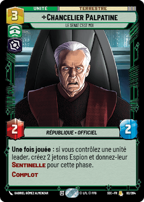 Chancelier Palpatine - carte Star Wars Unlimited
