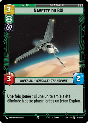 Navette du BSI - carte Star Wars Unlimited