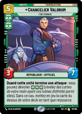 Chancelier Valorum - carte Star Wars Unlimited