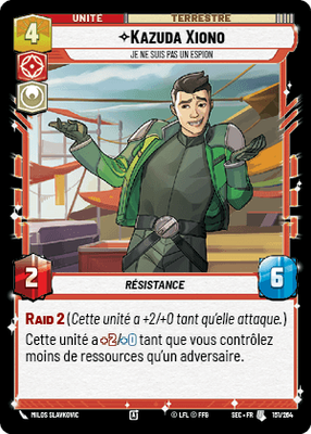 Kazuda Xiono - carte Star Wars Unlimited
