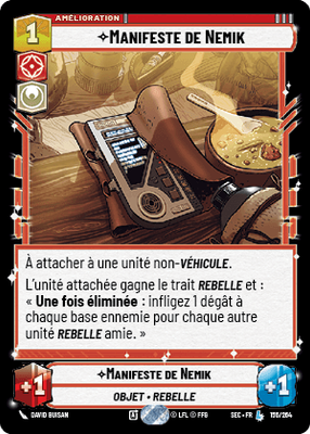 Manifeste de Nemik - carte Star Wars Unlimited