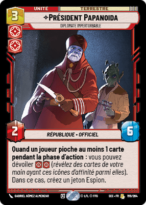 Président Papanoida - carte Star Wars Unlimited