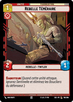 Rebelle Téméraire - carte Star Wars Unlimited