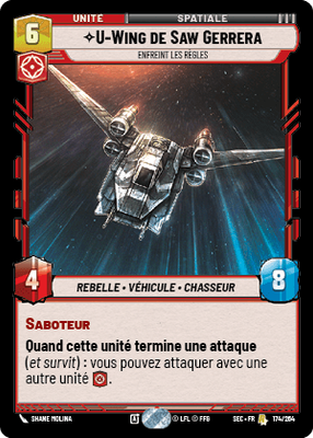 U-Wing de Saw Gerrera - carte Star Wars Unlimited
