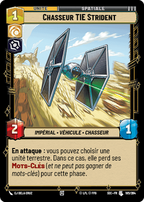 Chasseur TIE Strident - carte Star Wars Unlimited