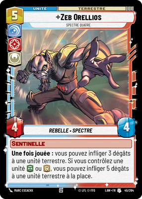 Zeb Orellios - carte Star Wars Unlimited