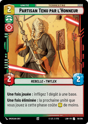 Partisan Tenu par l'Honneur - carte Star Wars Unlimited