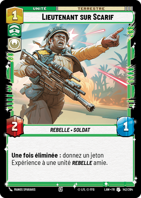 Lieutenant sur Scarif - carte Star Wars Unlimited