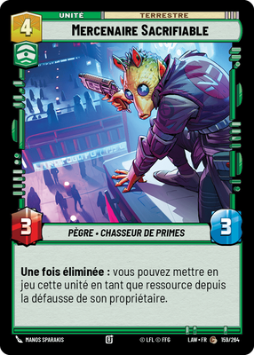 Mercenaire Sacrifiable - carte Star Wars Unlimited