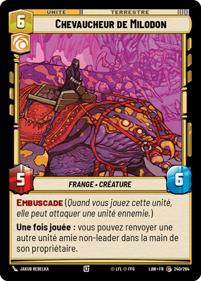 Chevaucheur de Milodon - carte Star Wars Unlimited