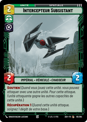 Intercepteur Subsistant - carte Star Wars Unlimited