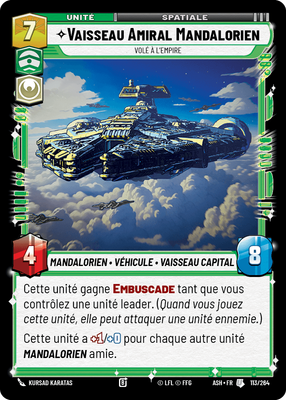 Vaisseau Amiral Mandalorien - carte Star Wars Unlimited