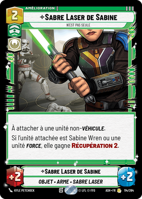 Sabre Laser de Sabine - carte Star Wars Unlimited