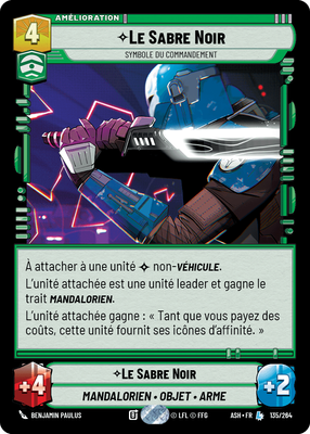 Le Sabre Noir - carte Star Wars Unlimited