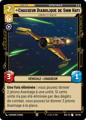 Chasseur Diabolique de Shin Hati - carte Star Wars Unlimited