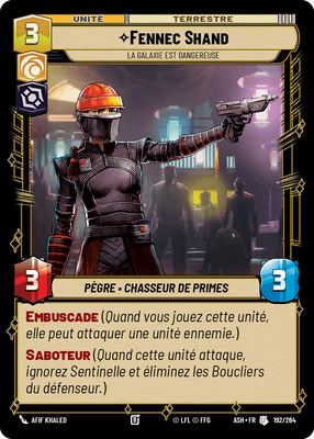 Fennec Shand - carte Star Wars Unlimited