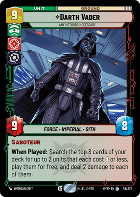 Darth Vader - carte Star Wars Unlimited
