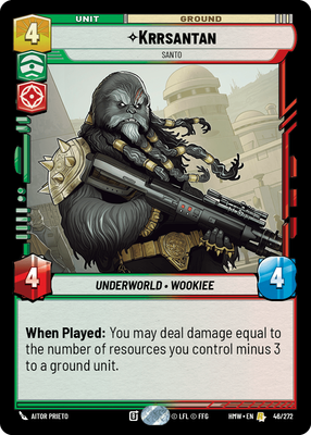 Krrsantan - carte Star Wars Unlimited