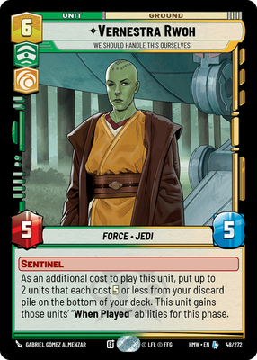 Vernestra Rwoh - carte Star Wars Unlimited