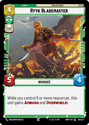 Ryyk Blademaster - carte Star Wars Unlimited