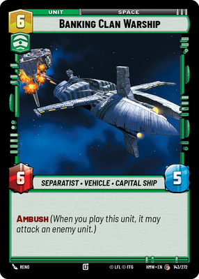 Banking Clan Warship - carte Star Wars Unlimited