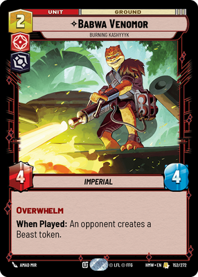 Babwa Venomor - carte Star Wars Unlimited