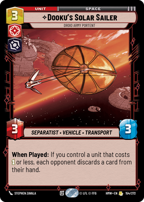 Dooku's Solar Sailer - carte Star Wars Unlimited