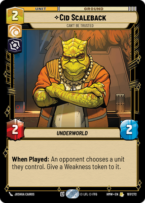 Cid Scaleback - carte Star Wars Unlimited