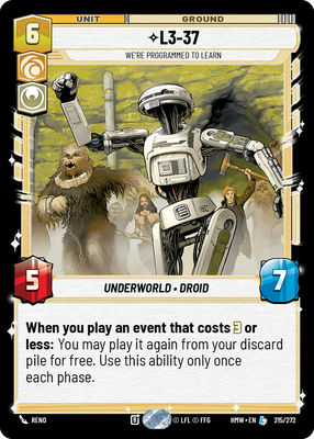 L3-37 - carte Star Wars Unlimited