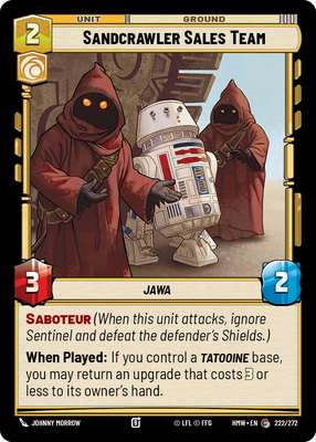 Sandcrawler Sales Team - carte Star Wars Unlimited
