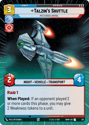 Talzin's Shuttle (Homeworlds) — Star Wars: Unlimited card