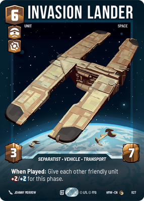 Invasion Lander (Homeworlds) — Star Wars: Unlimited card