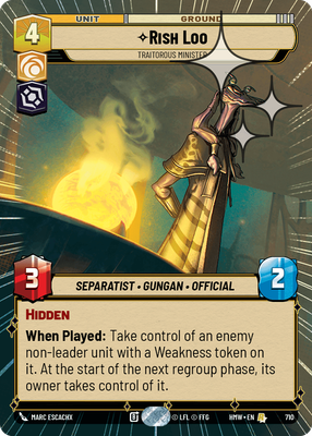 Rish Loo, Traitorous Minister · Homeworlds · Hyperspace Foil · #710