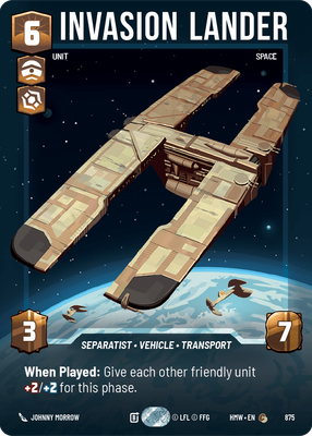 Invasion Lander (Homeworlds) — Star Wars: Unlimited card