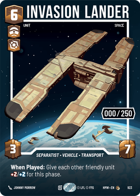 Invasion Lander (Homeworlds) — Star Wars: Unlimited card