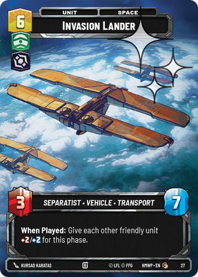 Invasion Lander (Homeworlds Weekly Play) — Star Wars: Unlimited card