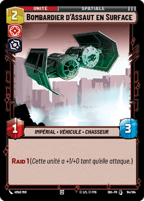 Bombardier d'Assaut en Surface - carte Star Wars Unlimited