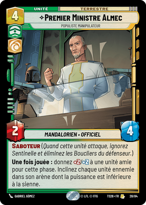 Premier Ministre Almec - carte Star Wars Unlimited