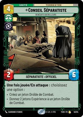 Conseil Séparatiste - carte Star Wars Unlimited